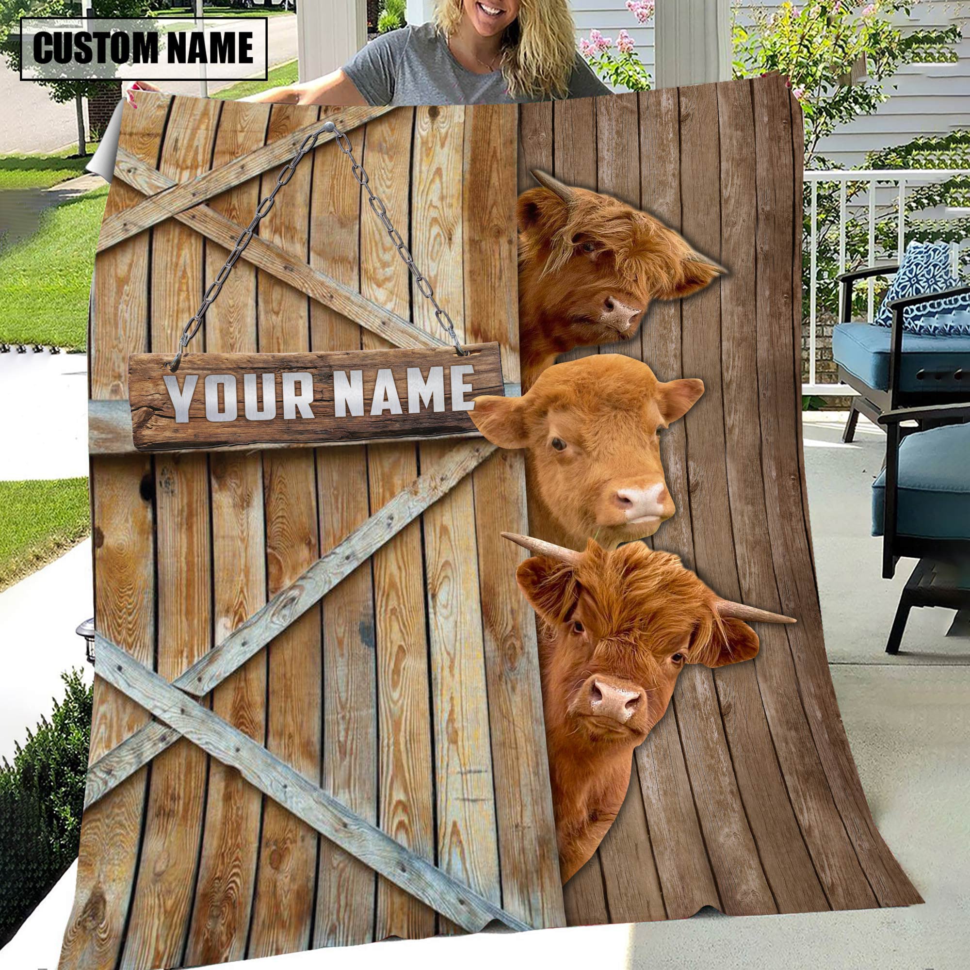 Personalized Name Miniature Highland Barn Blanket