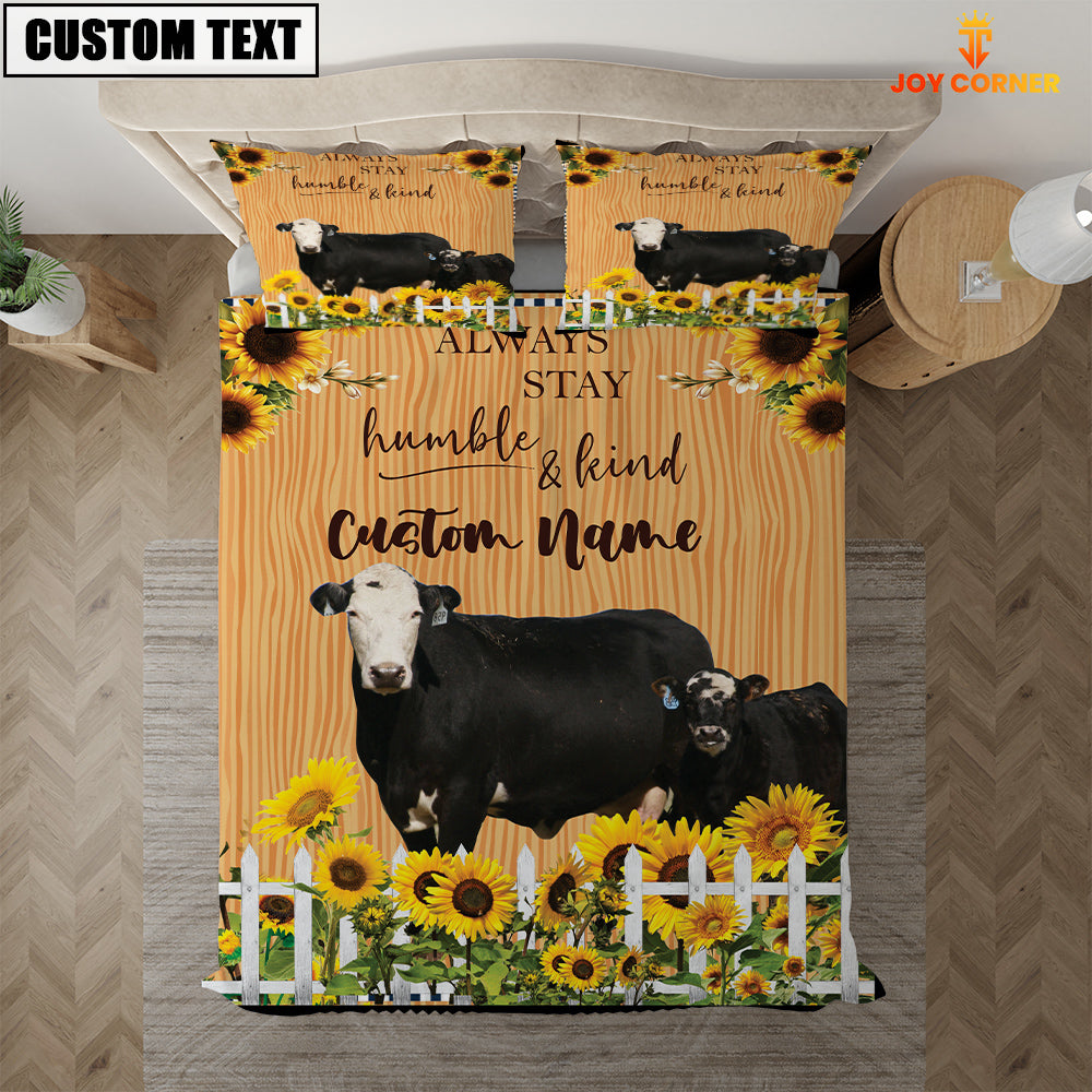 Black Baldy Stay Humble And Kind Custom Name Bedding Set