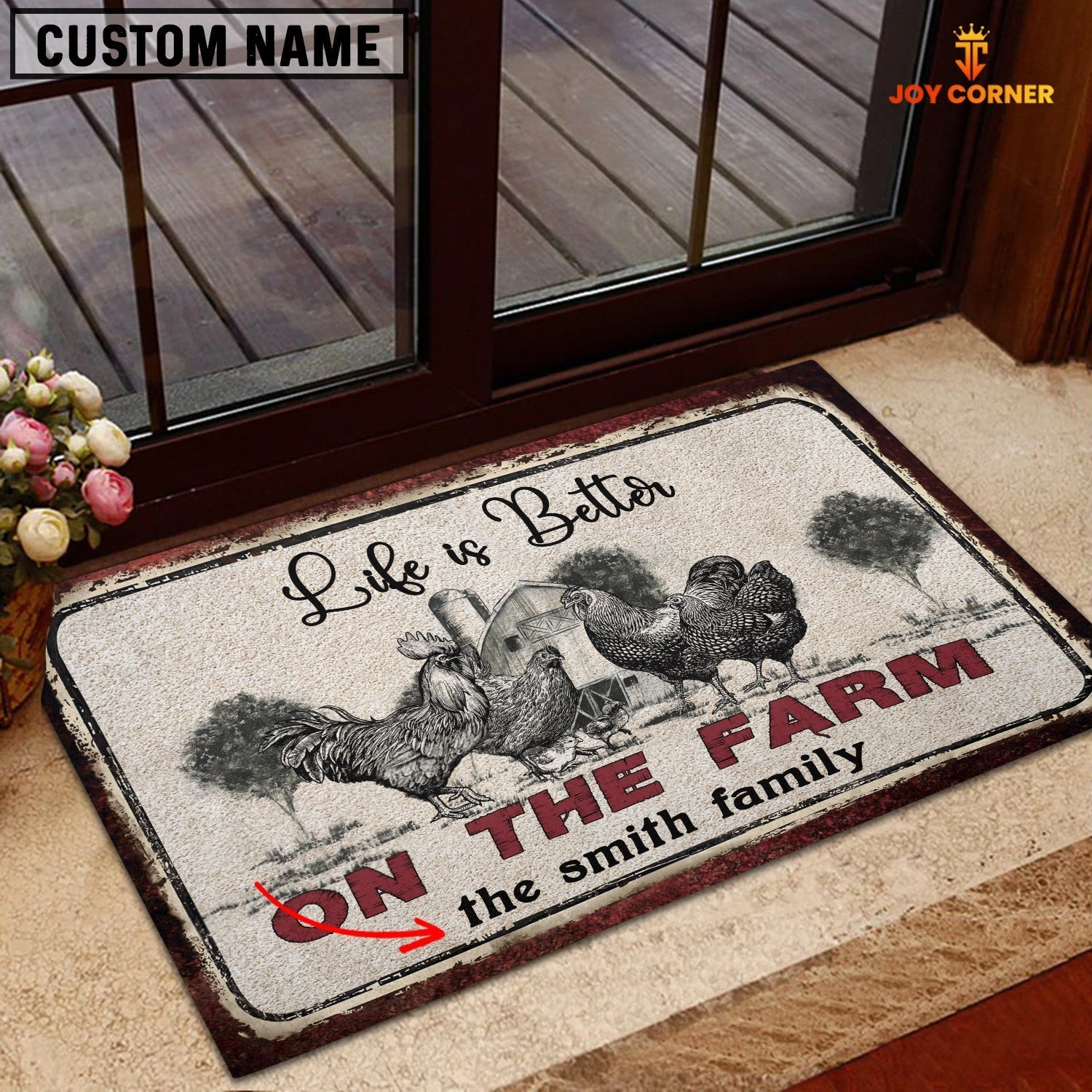 Chicken Life is Better Custom Name Doormat