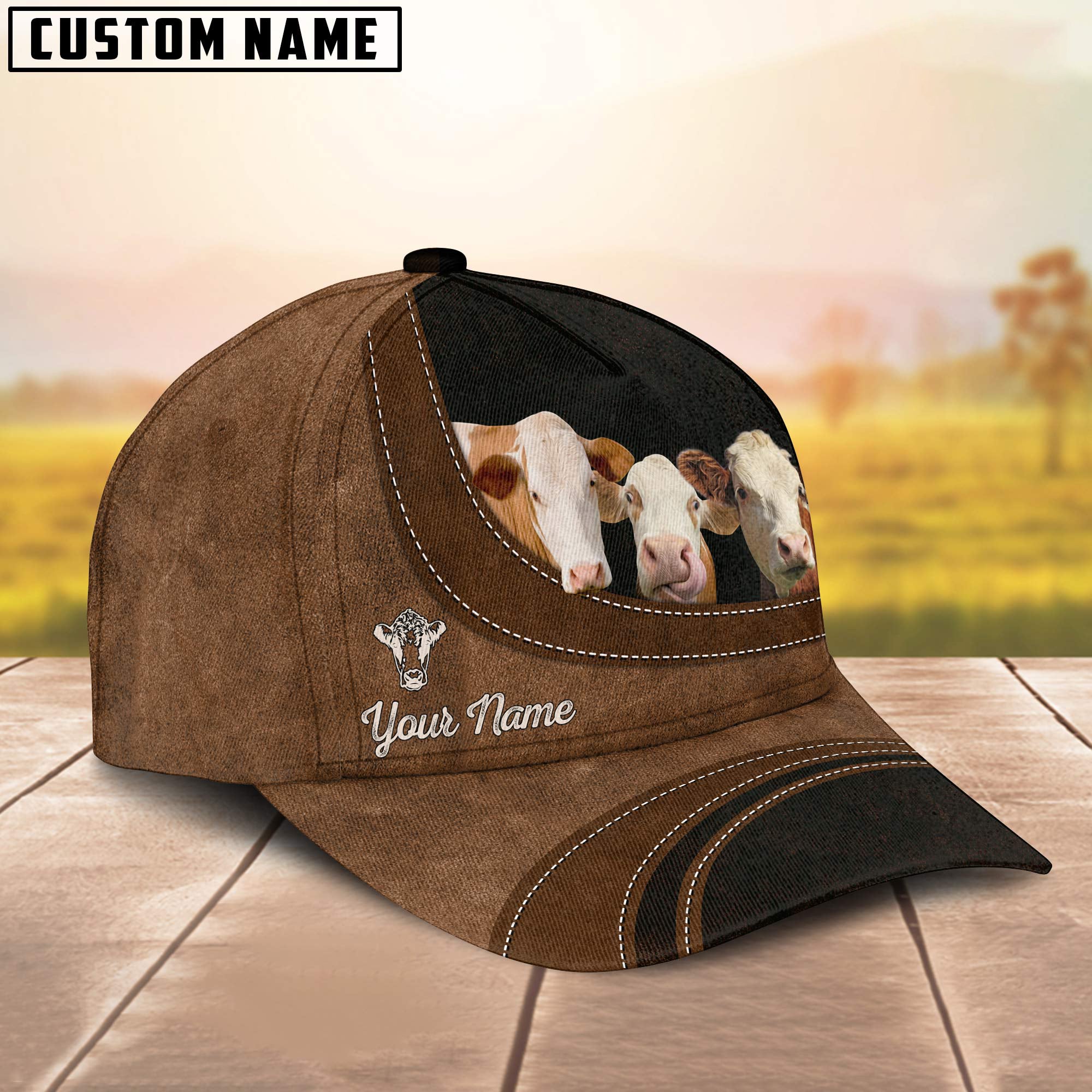 Simmental Happiness Customized Name Cap
