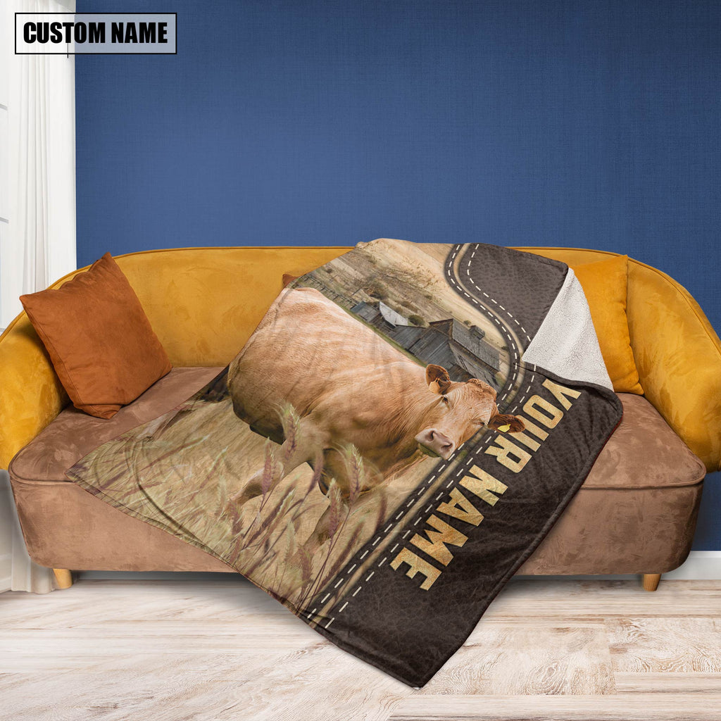 Personalized Name Limousin Leather Pattern Blanket