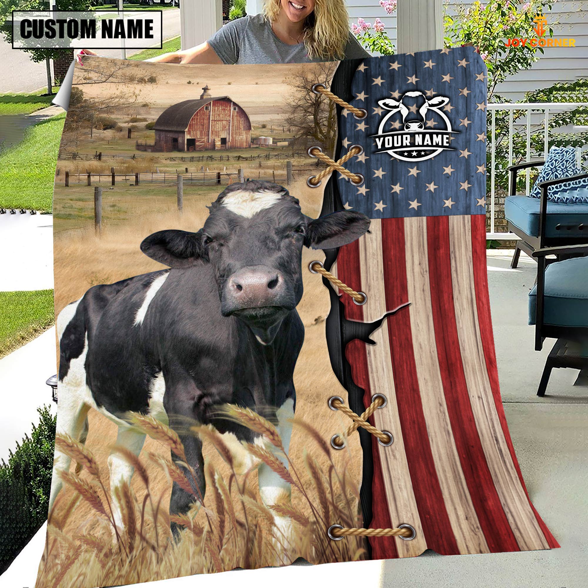 Personalized Name Holstein Flag Vintage Blanket