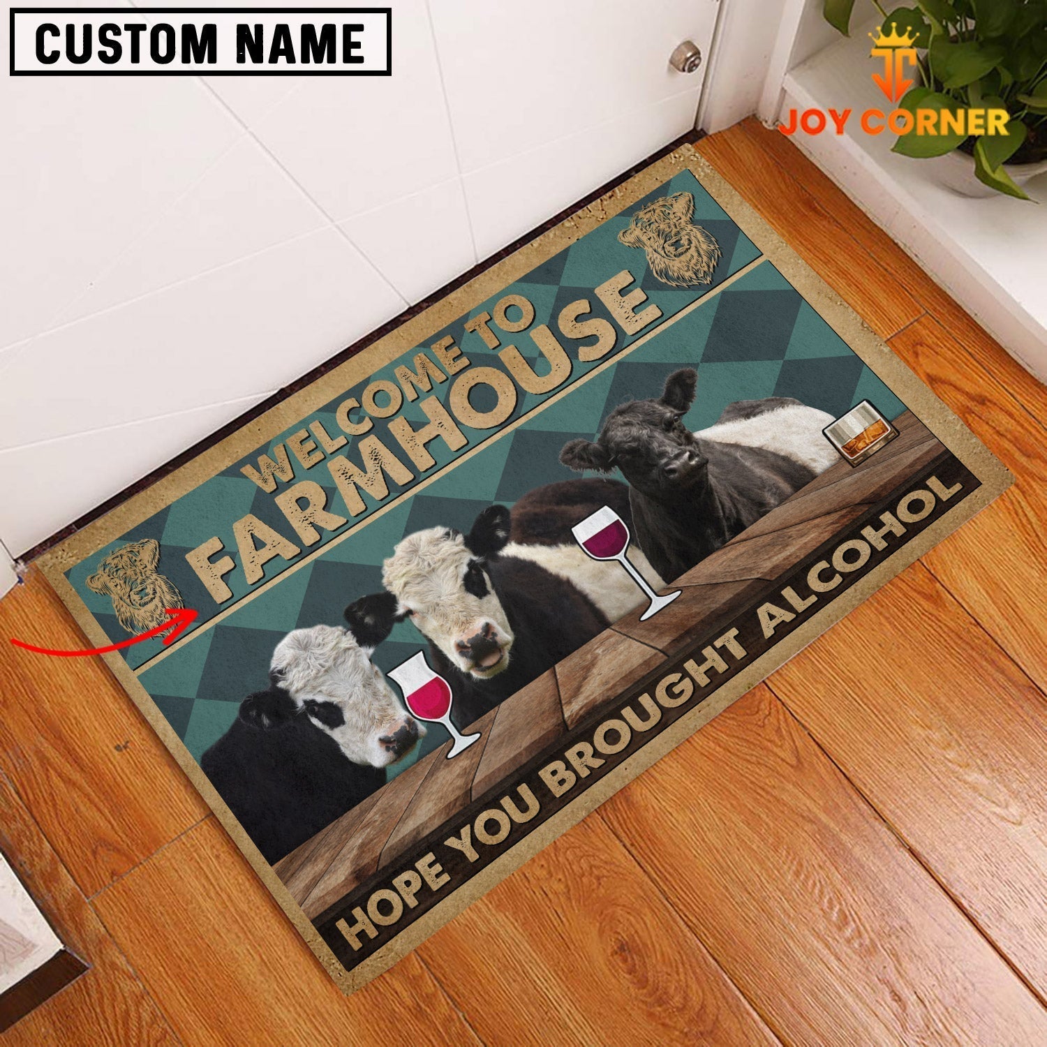 Belted Galloway Hope You Bought Alcohol Custom Name Doormat