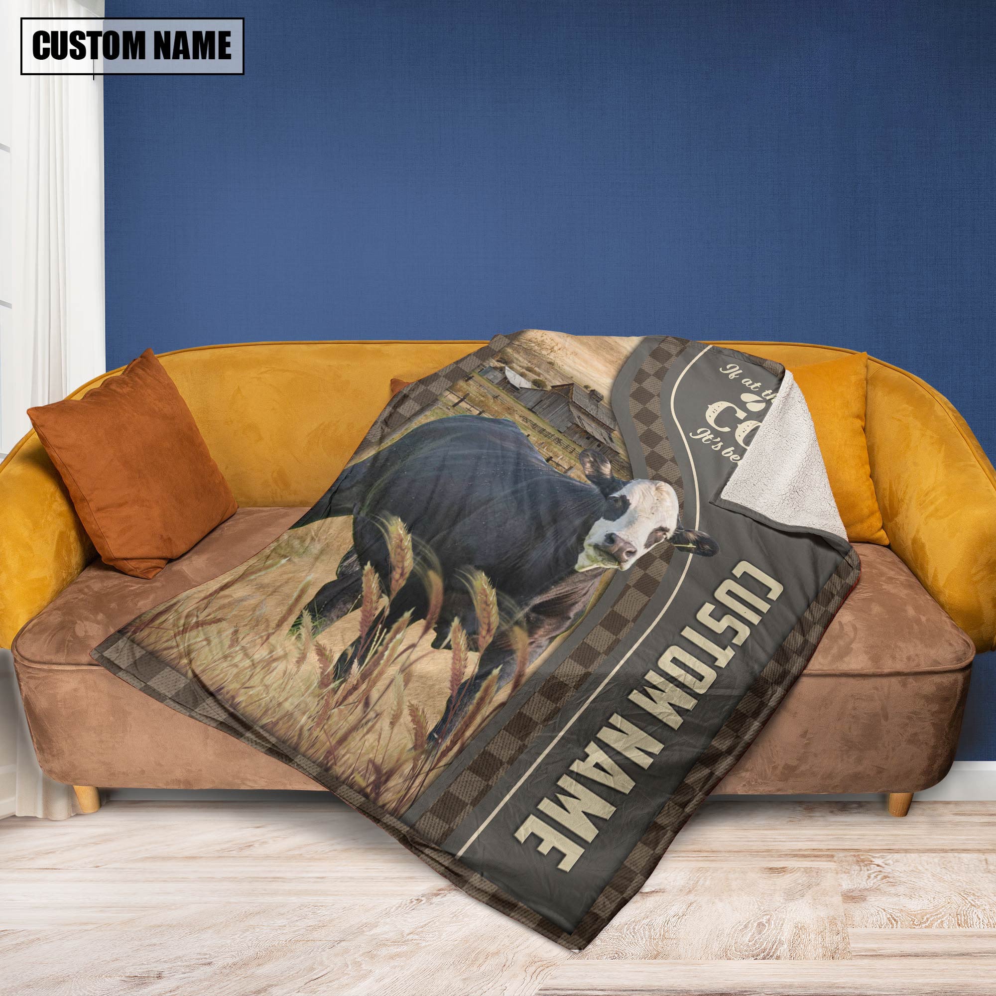 Personalized Name Black Baldy A Good Day Blanket