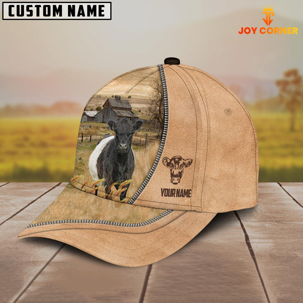Belted Galloway Farming Light Brown Customized Name Cap
