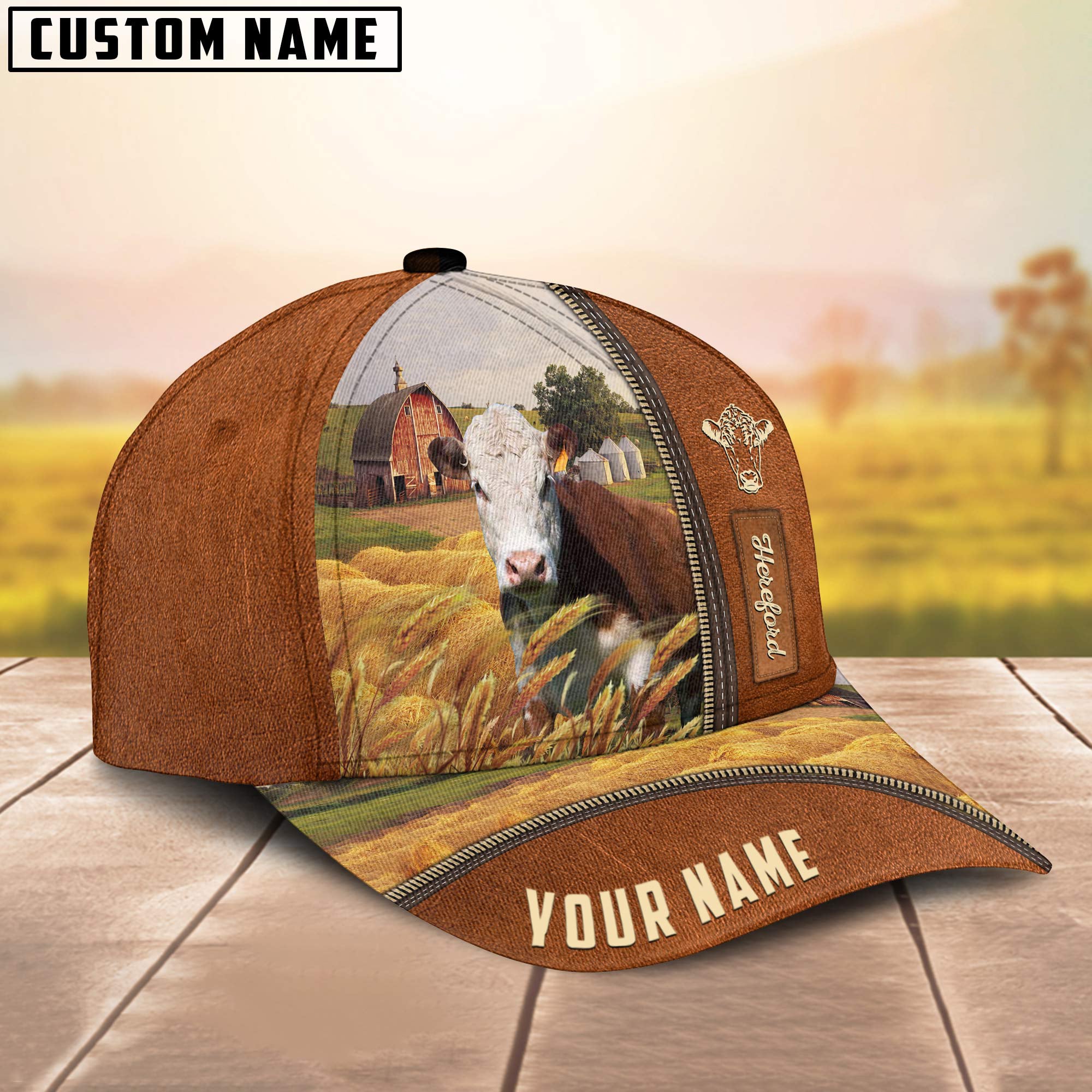 Personalized Name Hereford Barn Farm Cap