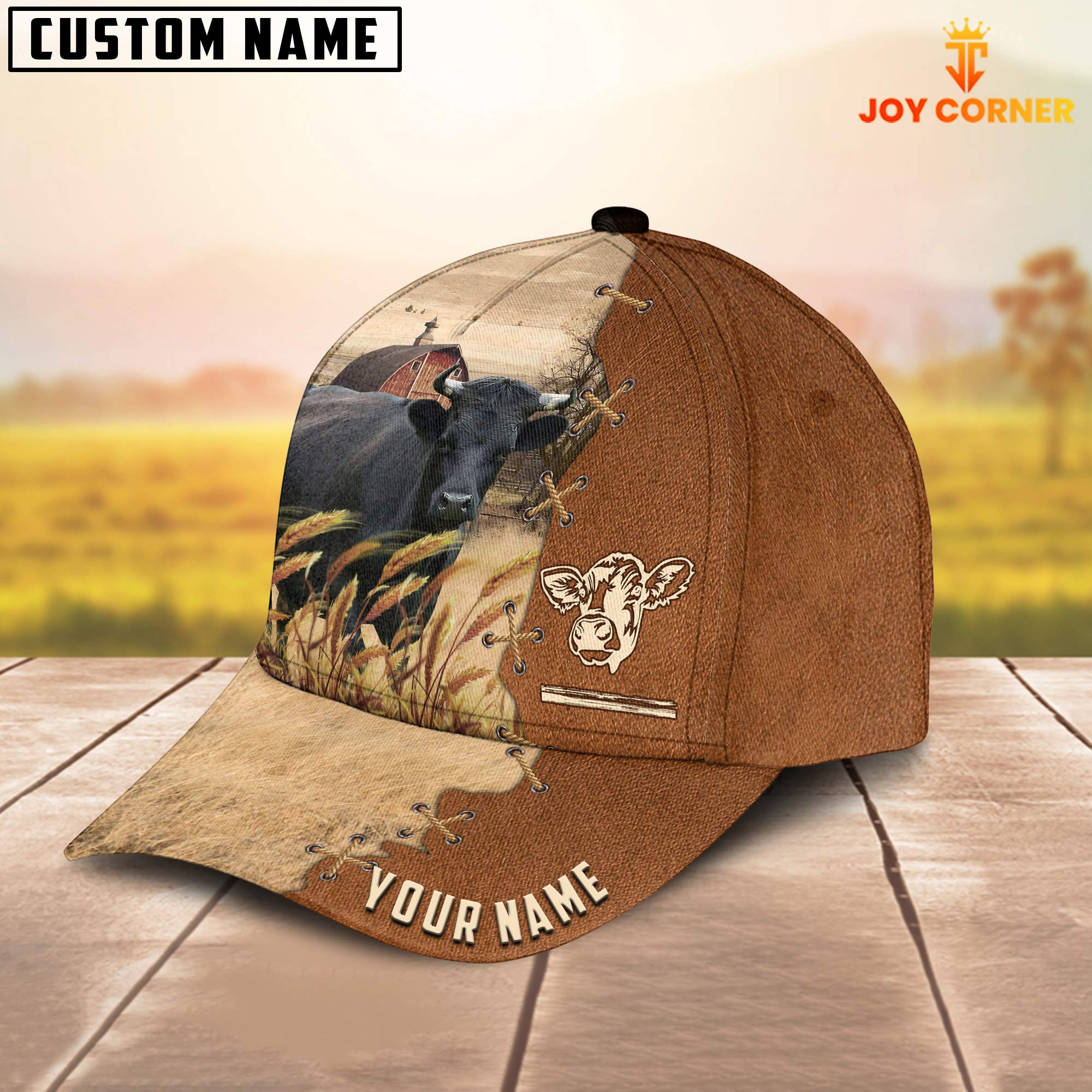 Dexter Custom Name Brown Leather Pattern Cap