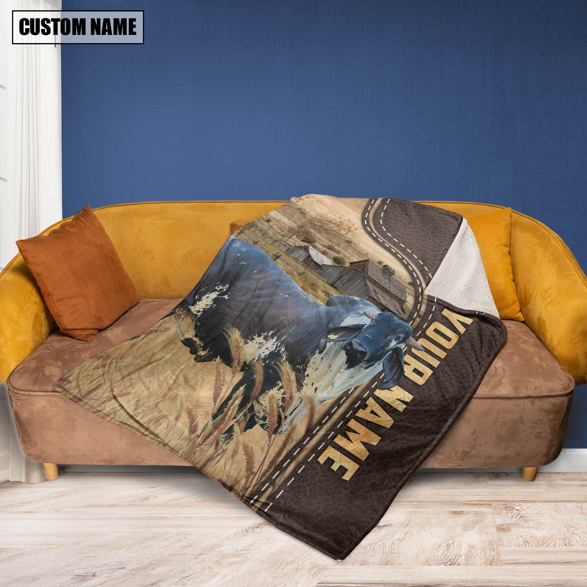 Personalized Name Sardo Negro Leather Pattern Blanket