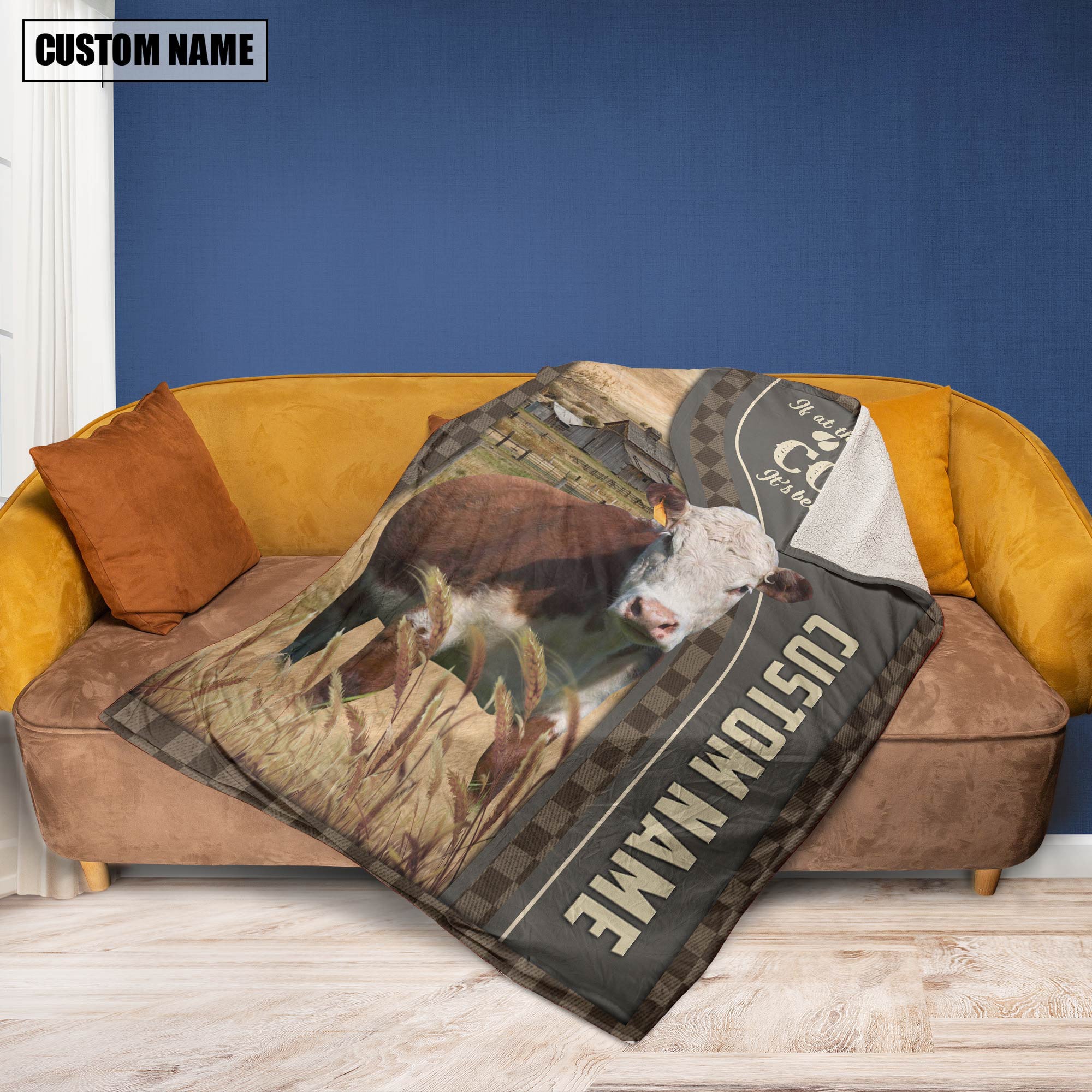 Personalized Name Hereford A Good Day Blanket