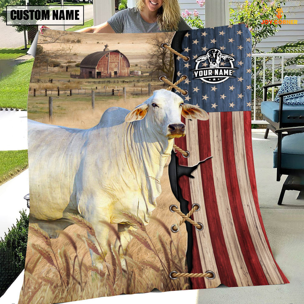 Personalized Name Brahman Flag Vintage Blanket