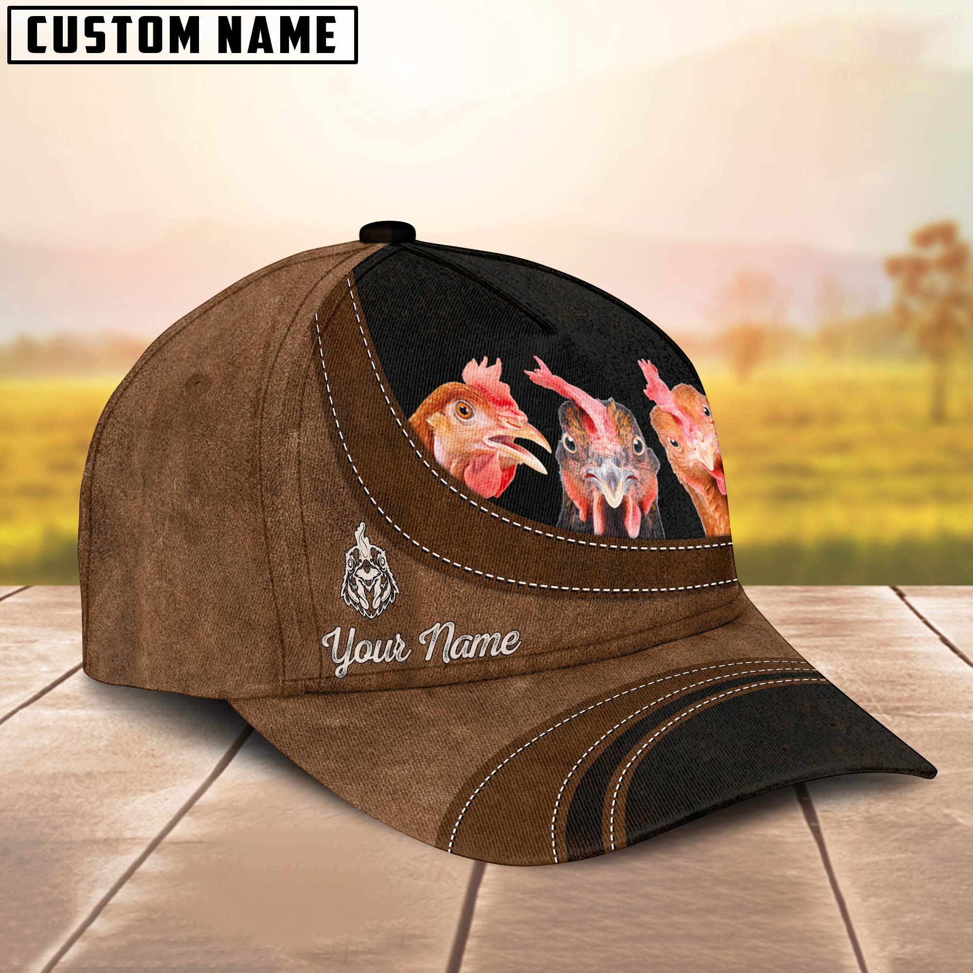 Chicken Happiness Customized Name Cap