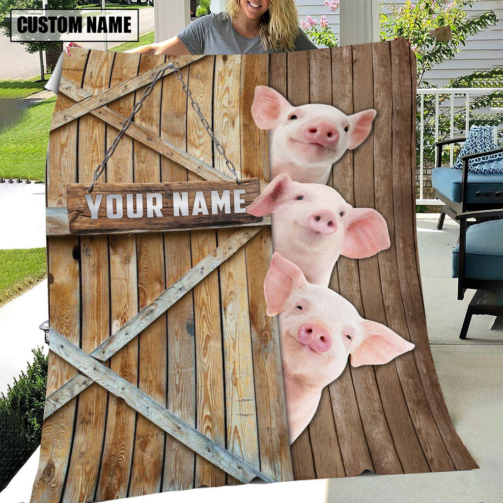 Personalized Name Pig Barn Blanket