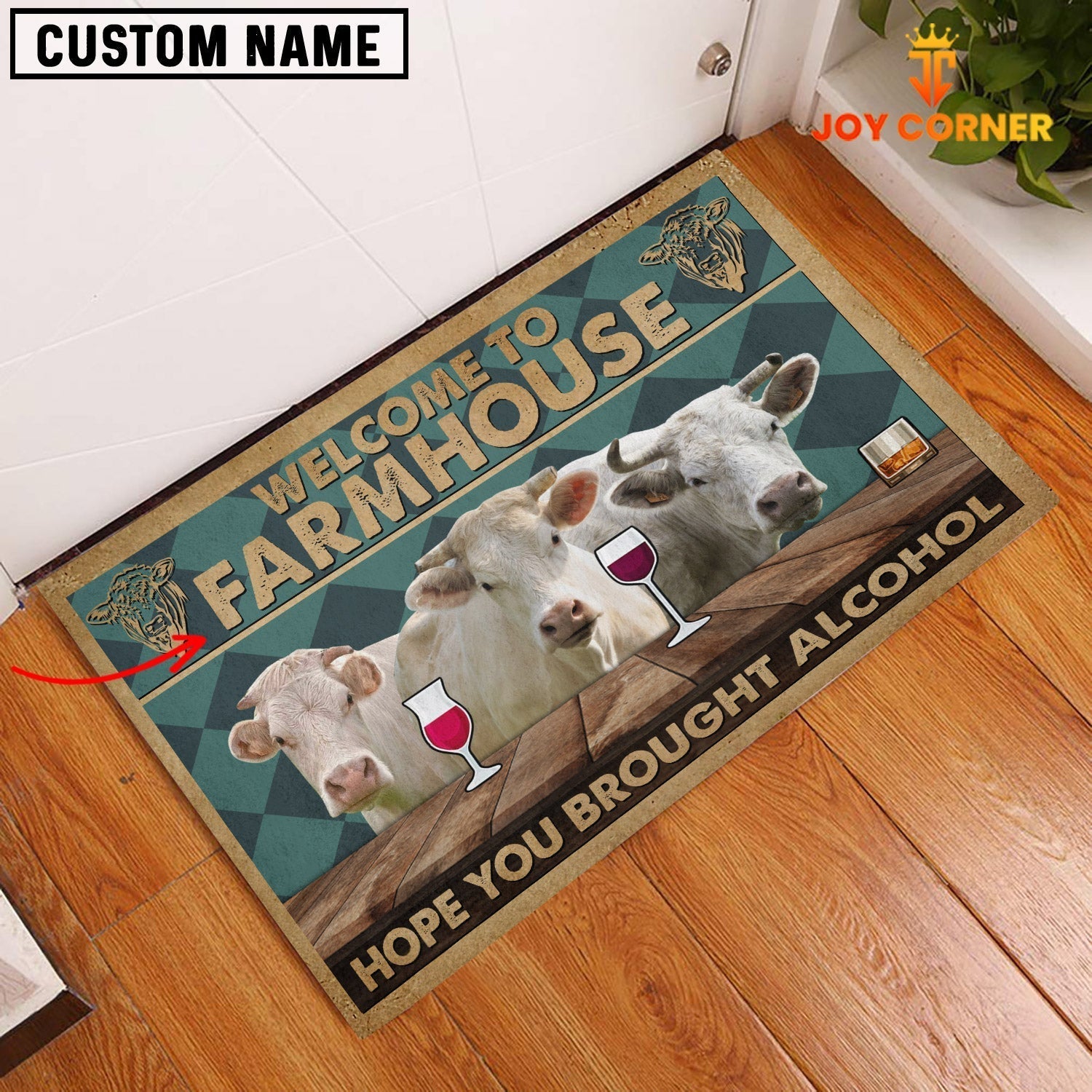 Charolais Hope You Bought Alcohol Custom Name Doormat
