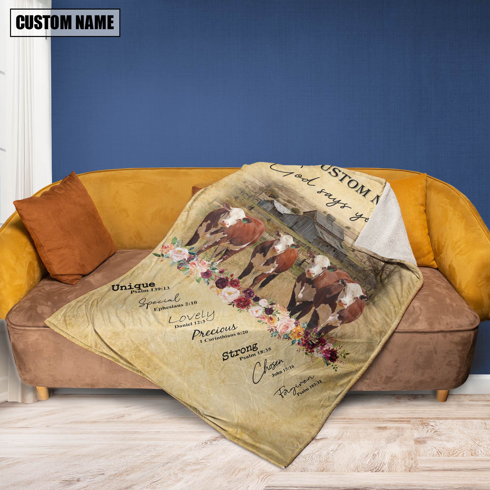 God Says You Are - Personalized Name Hereford Blanket