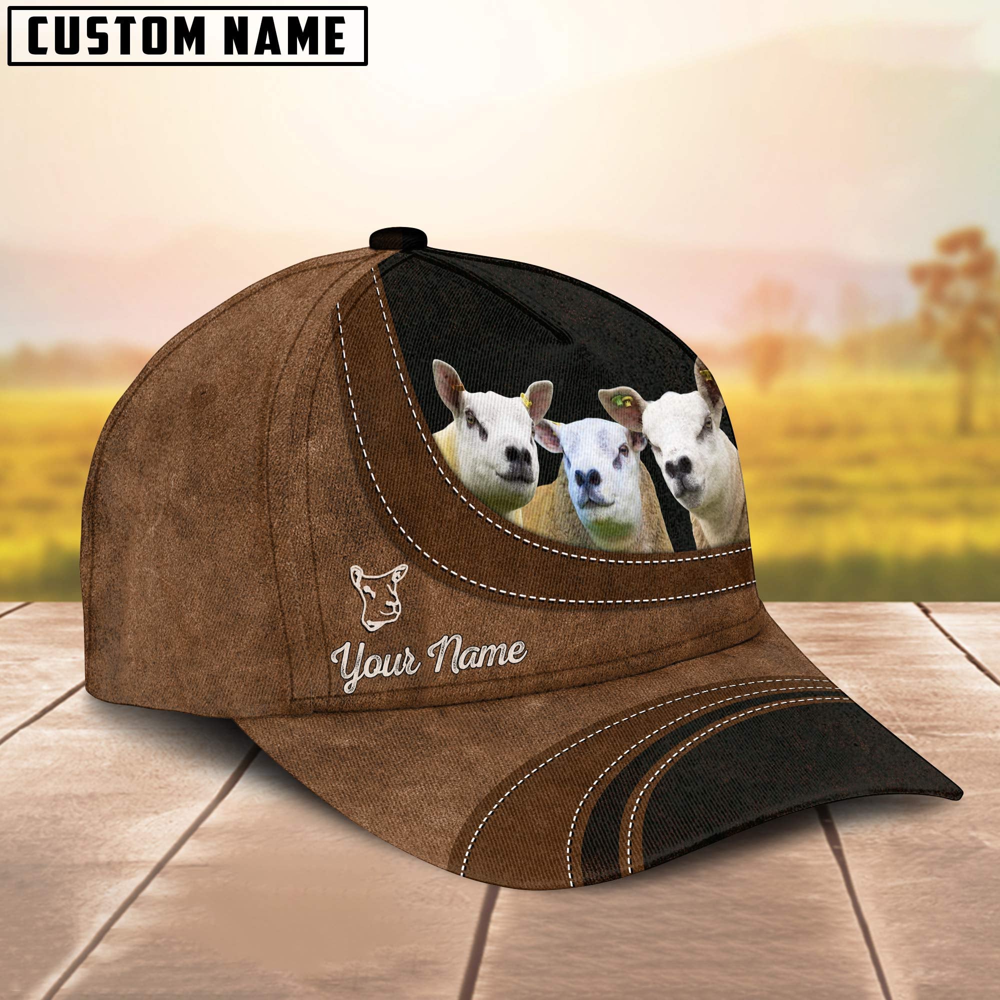 Texel Sheep Happiness Customized Name Cap