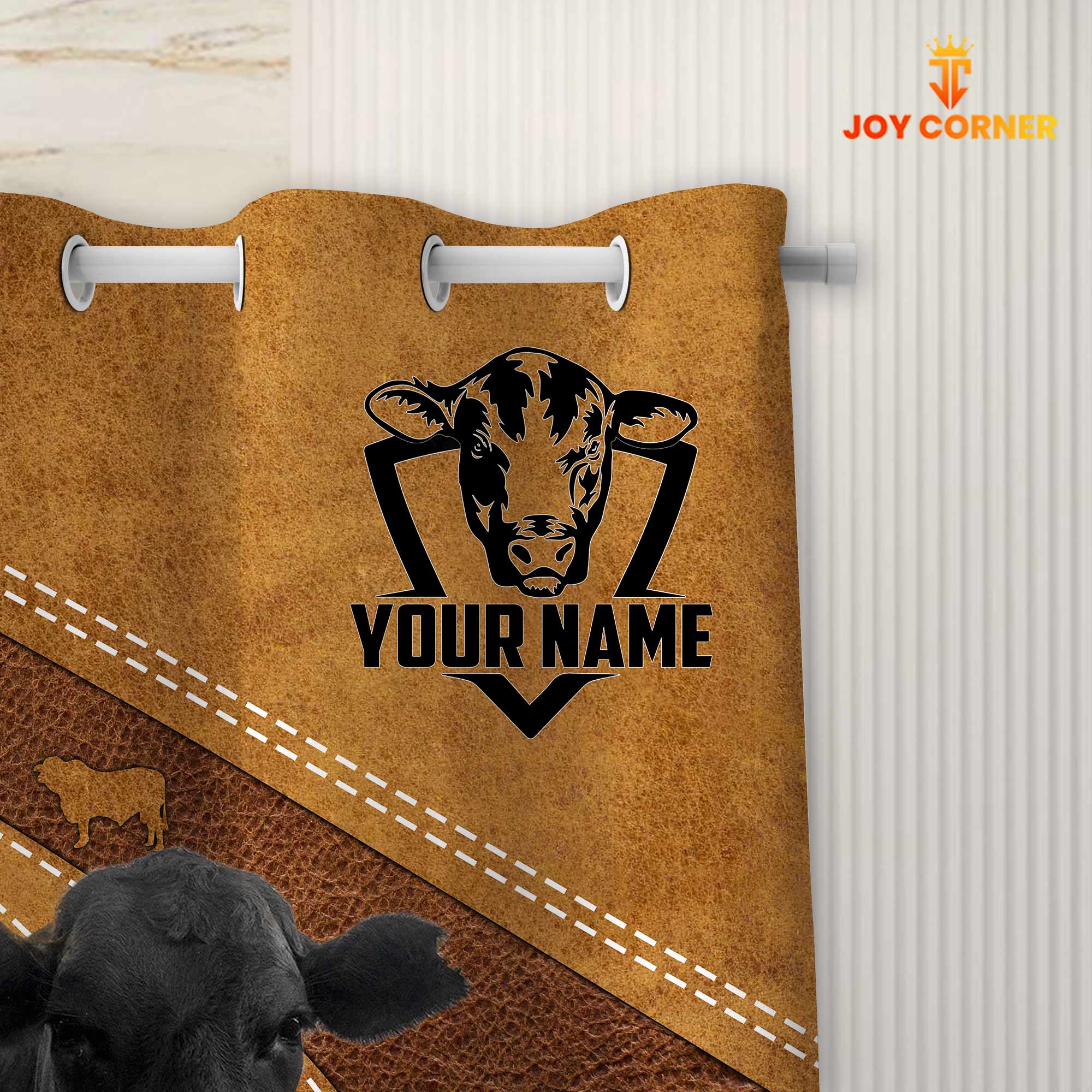 Custom Name Black Angus Pattern Shower Curtain