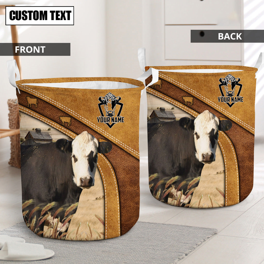 Black Hereford Cattle Brown Custom Name Basket