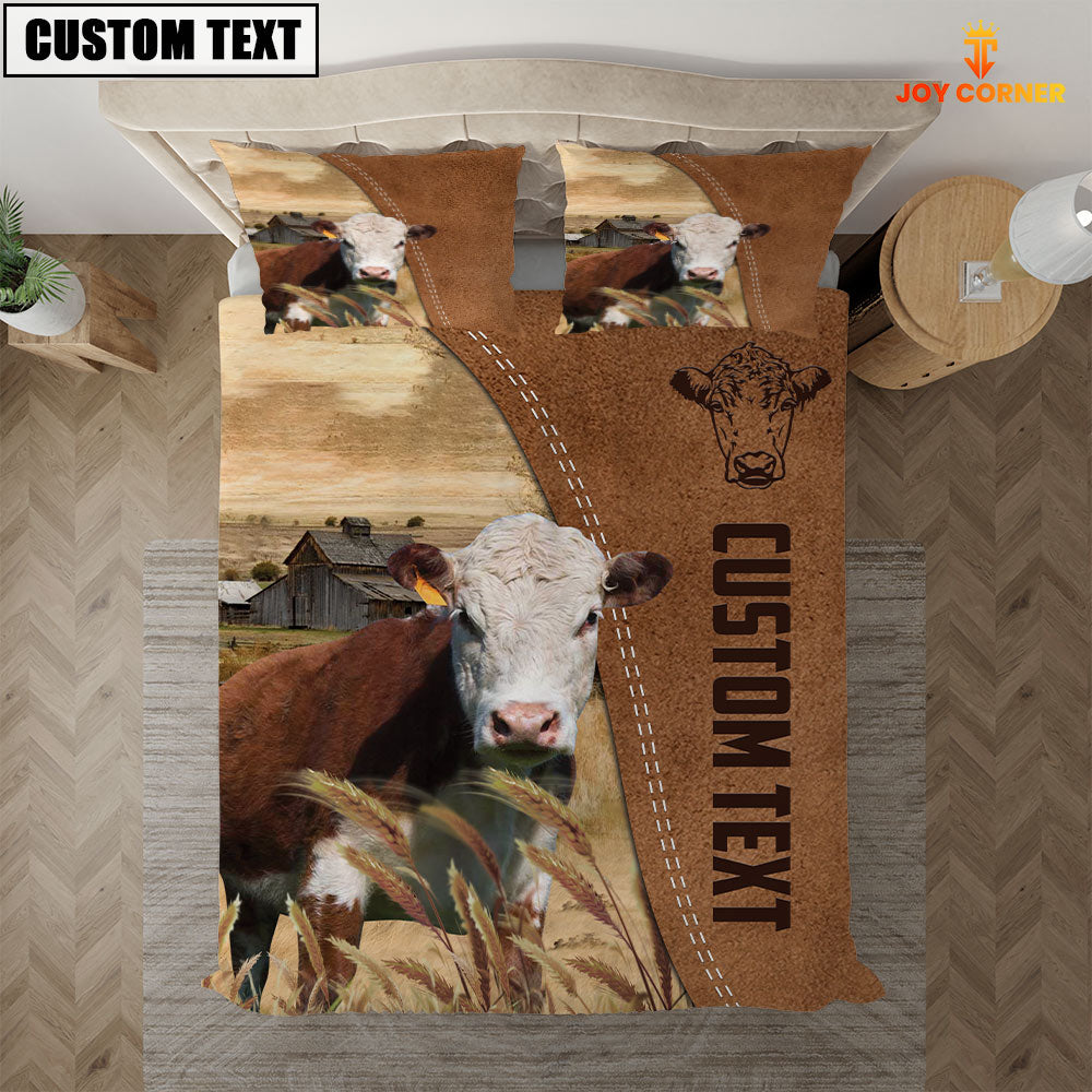 Custom Name Hereford Cattle Brown Bedding Set
