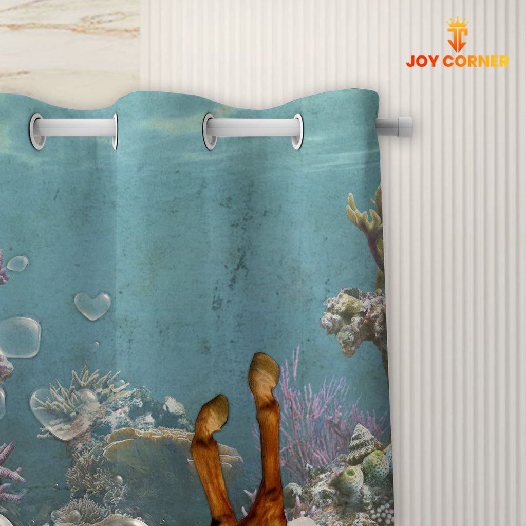 Brown Horse Taking Shower Under The Sea 3D Shower Curtain