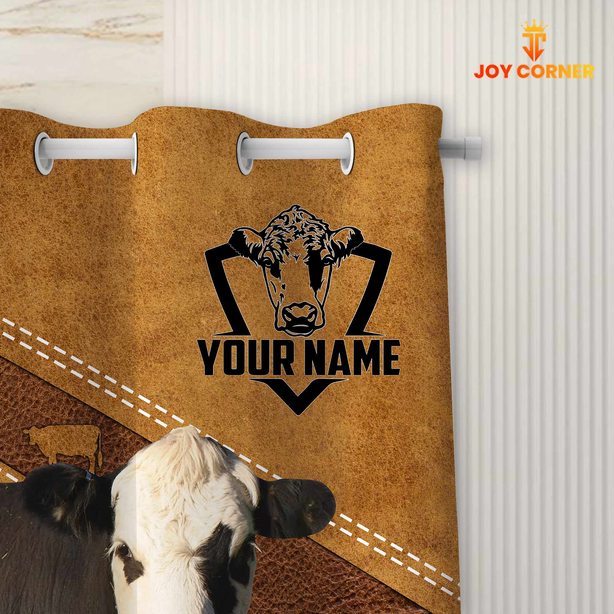Custom Name Black Hereford Pattern Shower Curtain