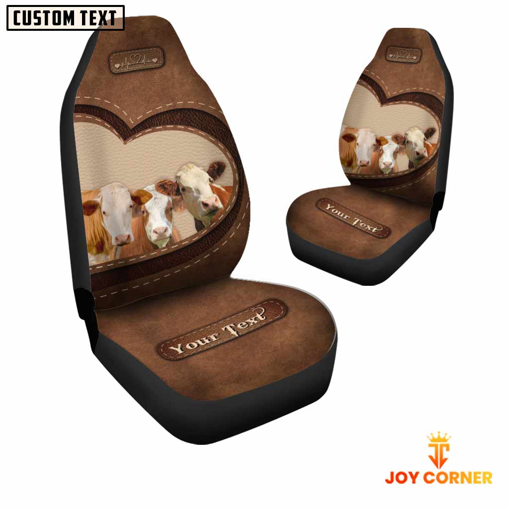 Simmental Pattern Customized Name Heart Car Seat Cover Set