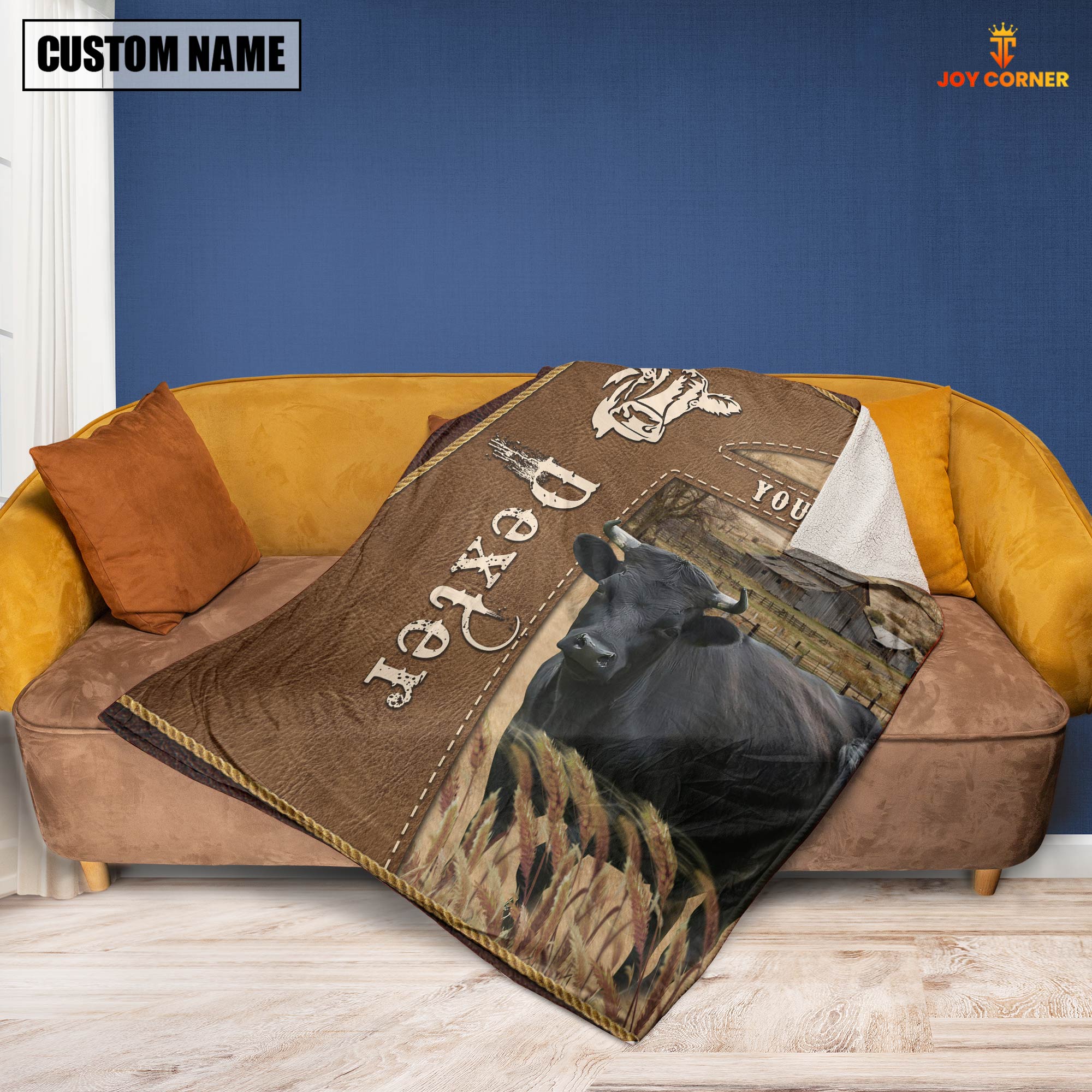 Personalized Name Dexter Farm Leather Brown Blanket