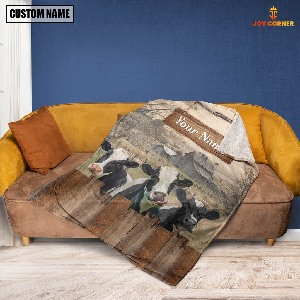 Personalized Name Holstein Wooden Pattern Blanket