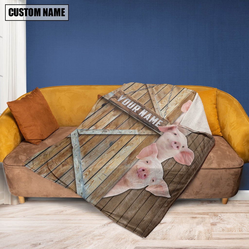Personalized Name Pig Barn Blanket