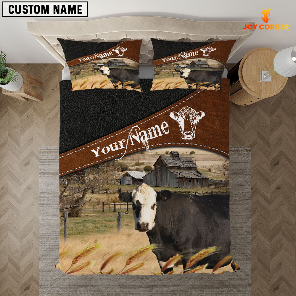 Black Hereford On The Field Customized Name 3D Bedding Set