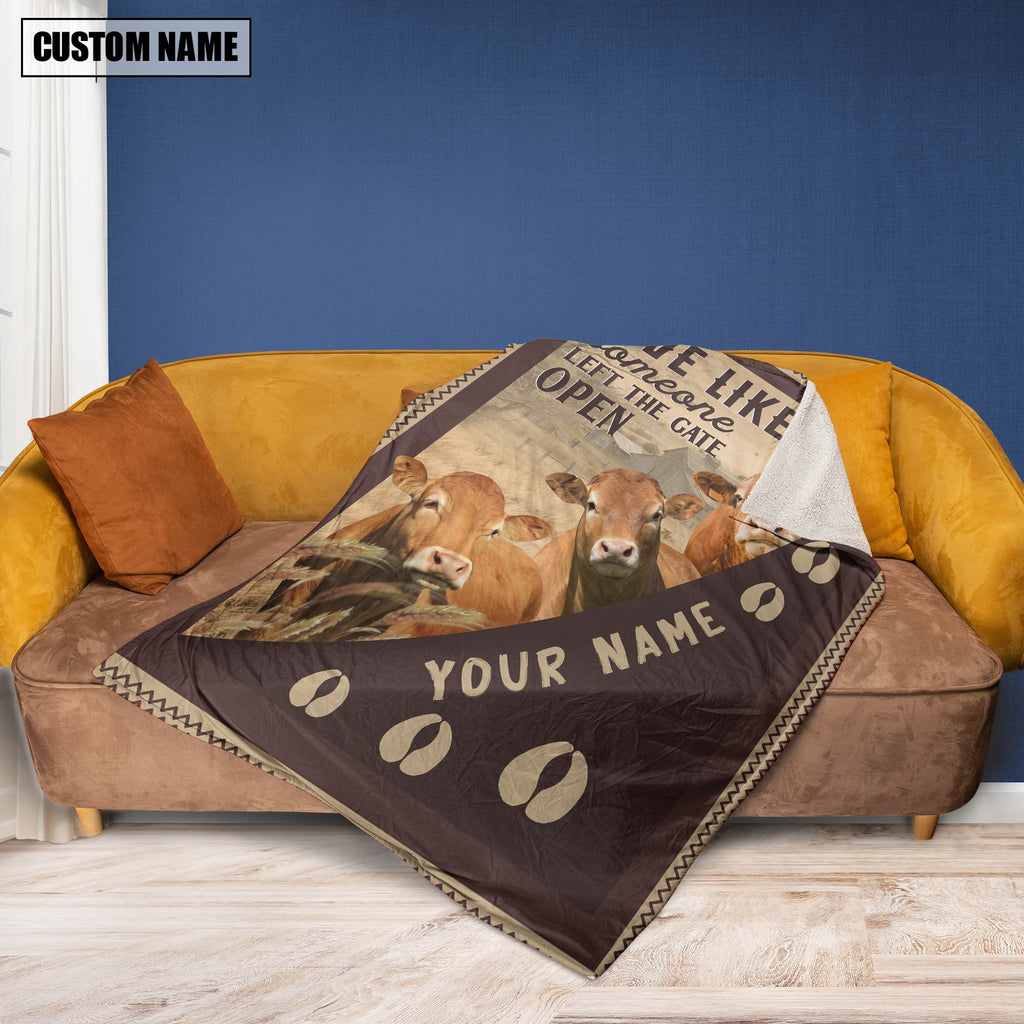 Personalized Fleckvieh Live Like Someone Left The Gate Open Blanket