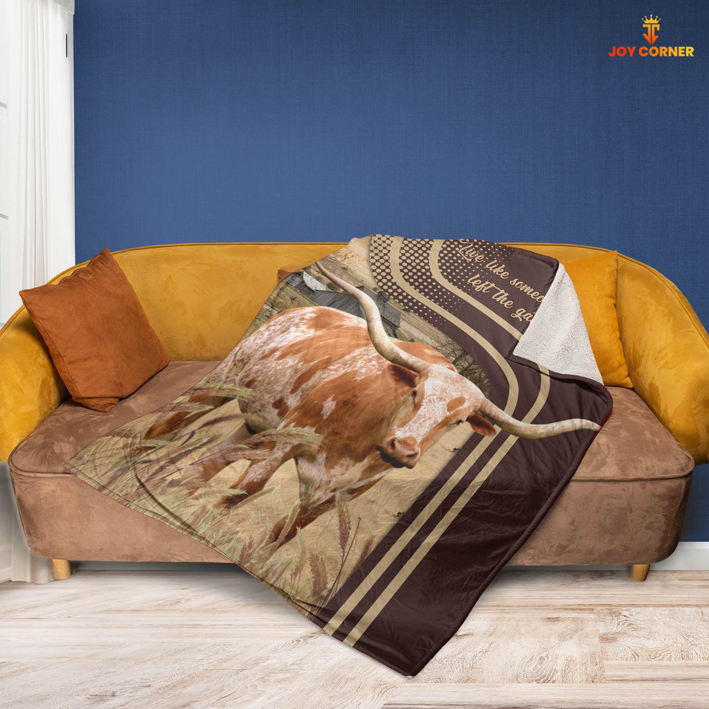 Texas Longhorn Live Like Someone Left The Gate Open Cattle Blanket