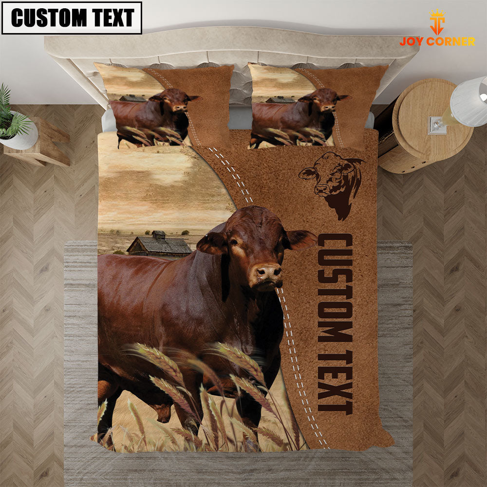 Custom Name Beefmaster Cattle Brown Bedding Set