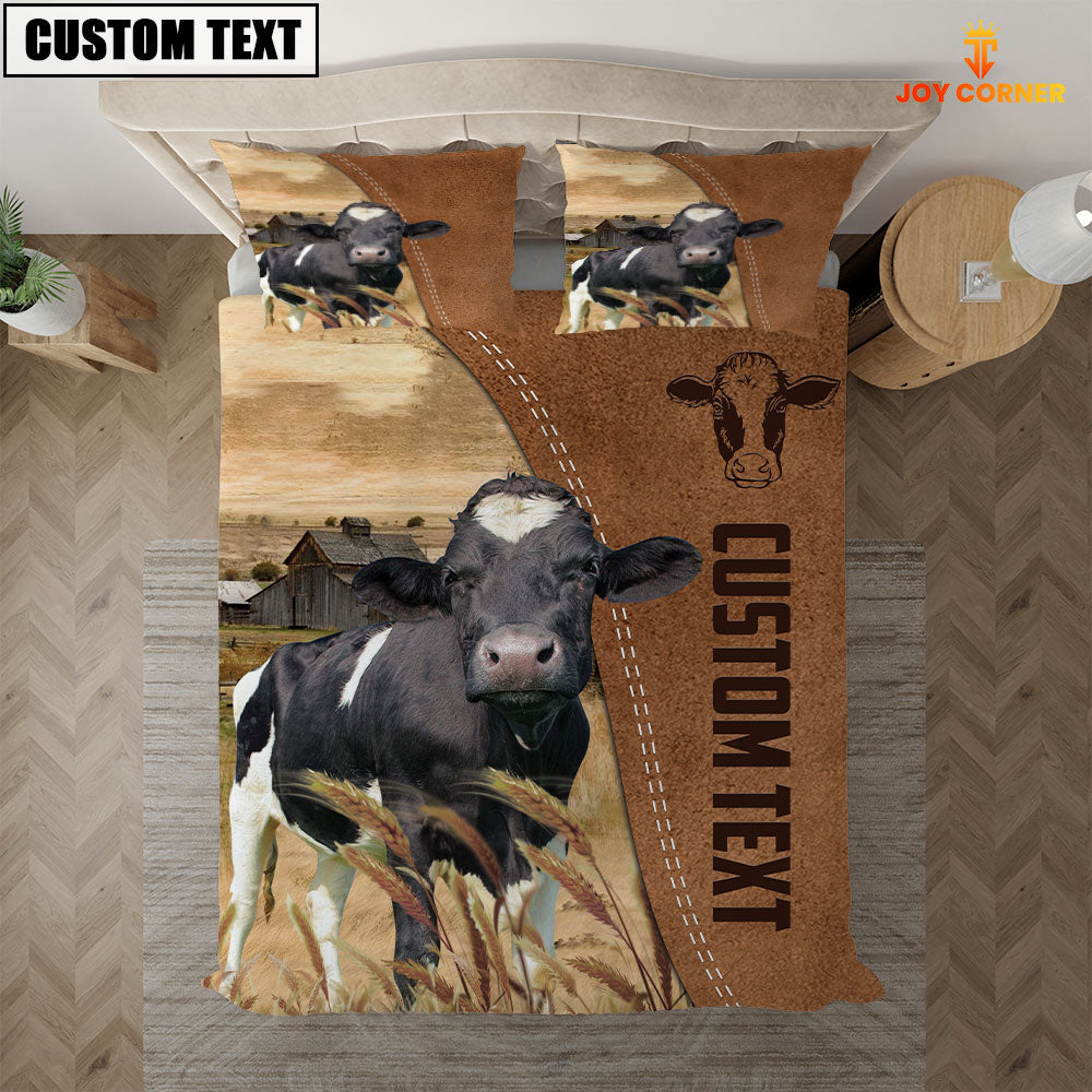Custom Name Holstein Cattle Brown Bedding Set