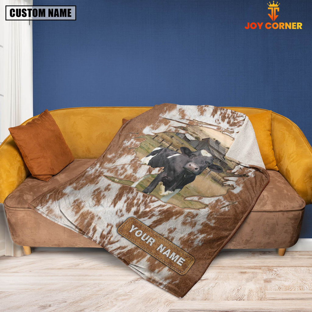 Custom Name Holstein Cow Hair Pattern Blanket