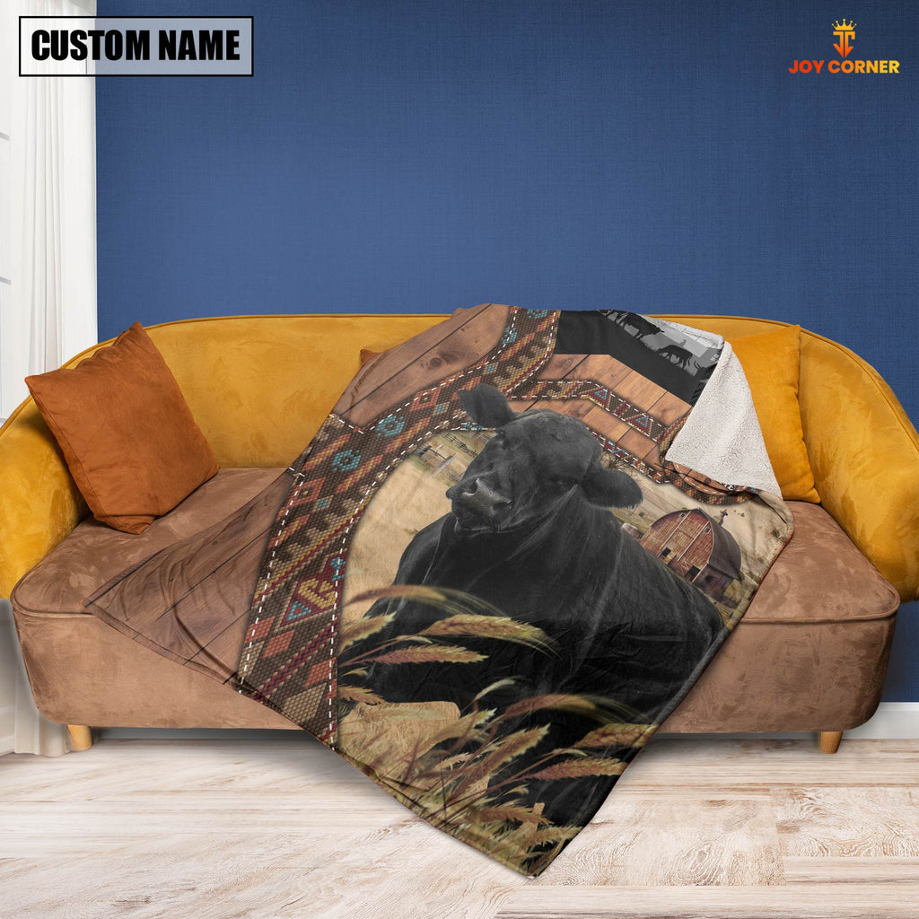 Black Angus Custom Name Brocade Pattern Blanket