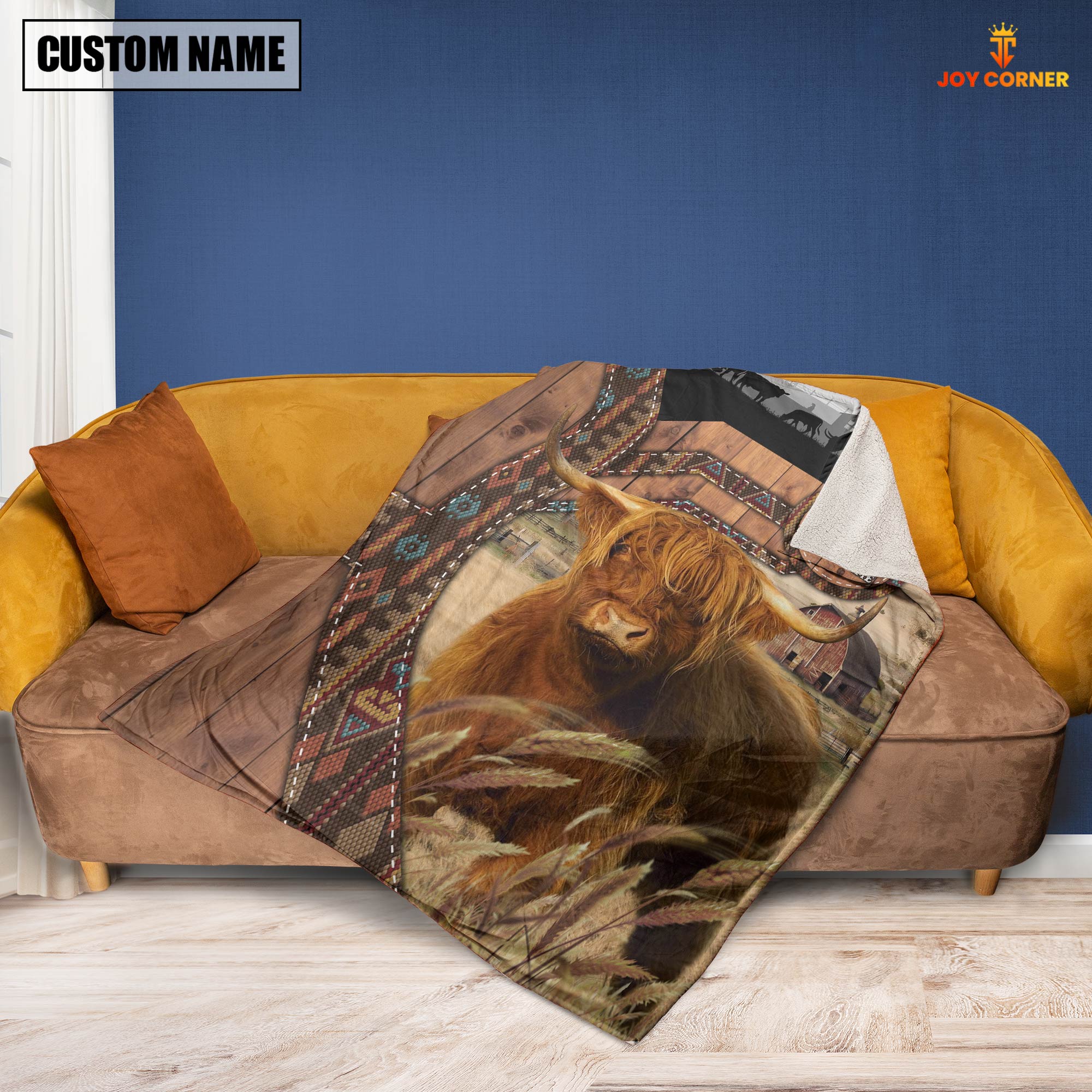 Highland Custom Name Brocade Pattern Blanket