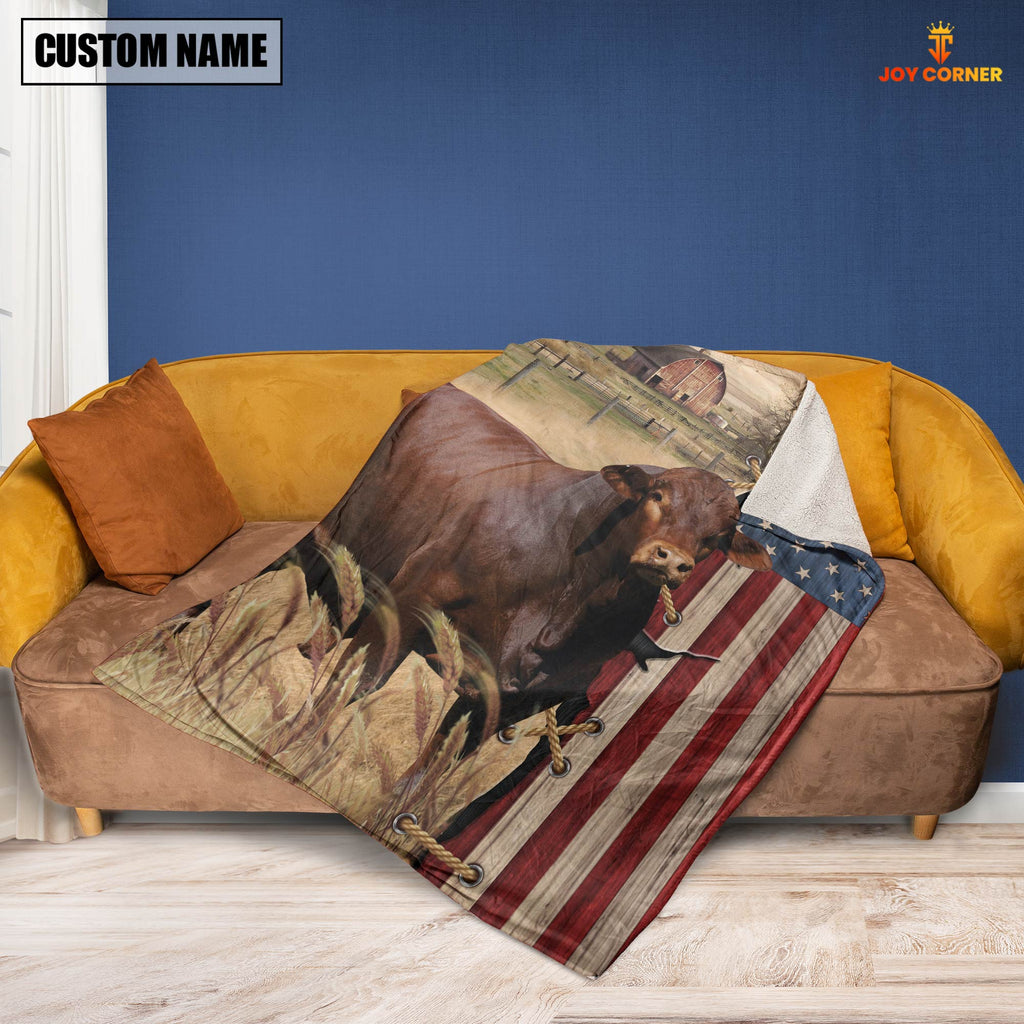 Personalized Name Beefmaster Flag Vintage Blanket