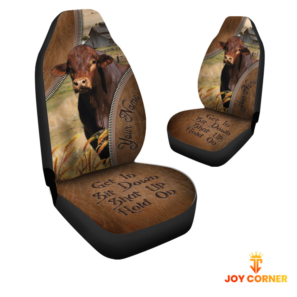 Beefmaster Customized Name Leather Pattern Car Seat Covers (2Pcs)