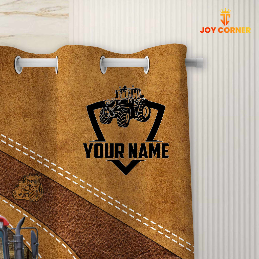 Custom Name Red Tractor Pattern Shower Curtain