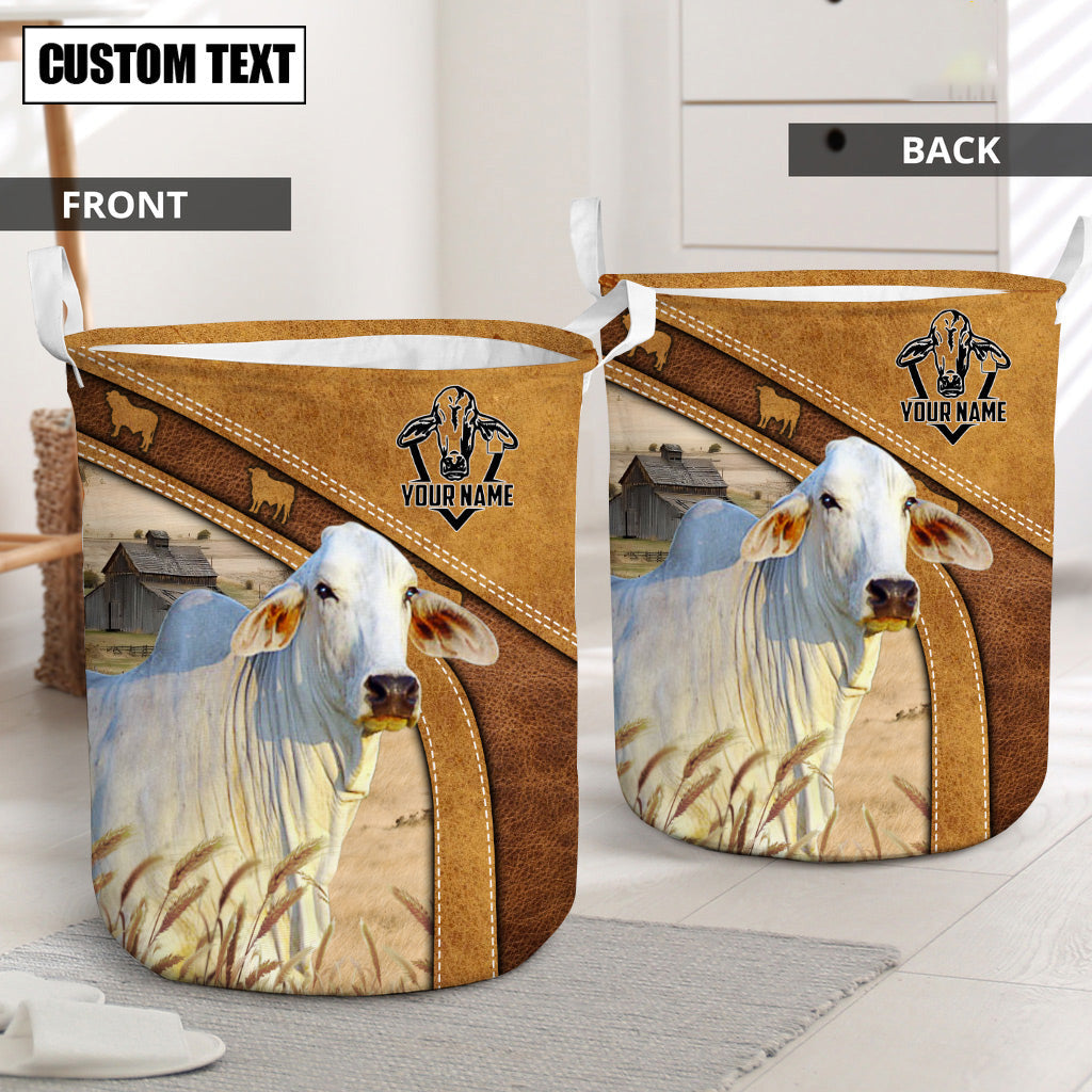 Brahman Cattle Brown Custom Name Basket