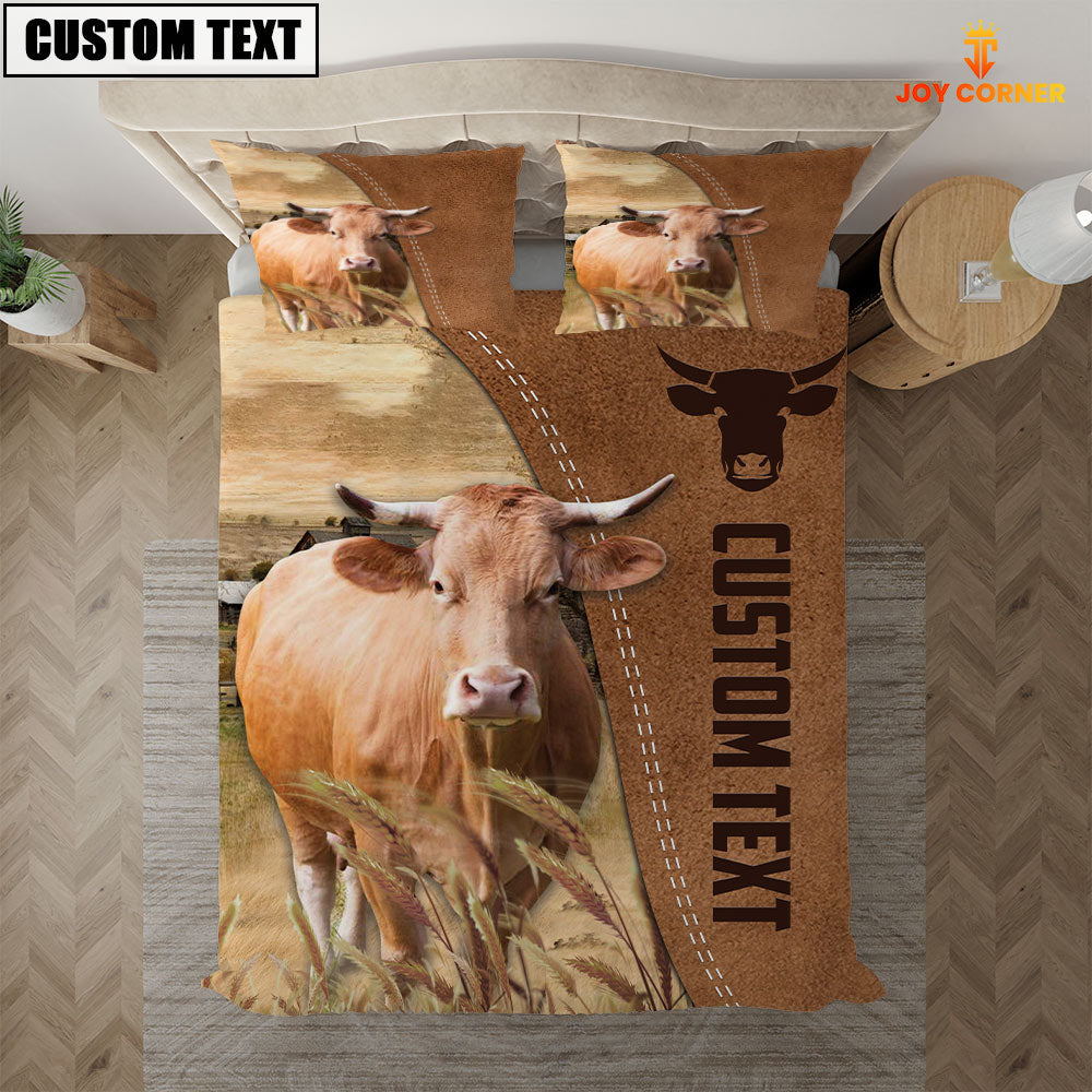 Custom Name Gelbvieh Cattle Brown Bedding Set