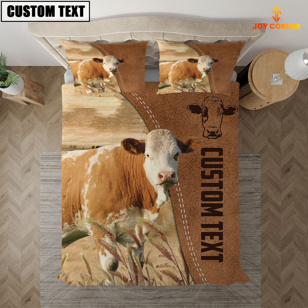 Custom Name Fleckvieh Cattle Brown Bedding Set