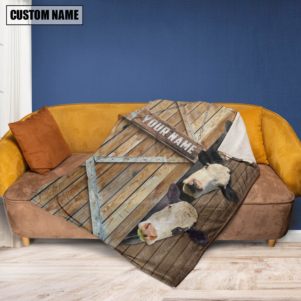 Personalized Name Black Baldy Barn Blanket