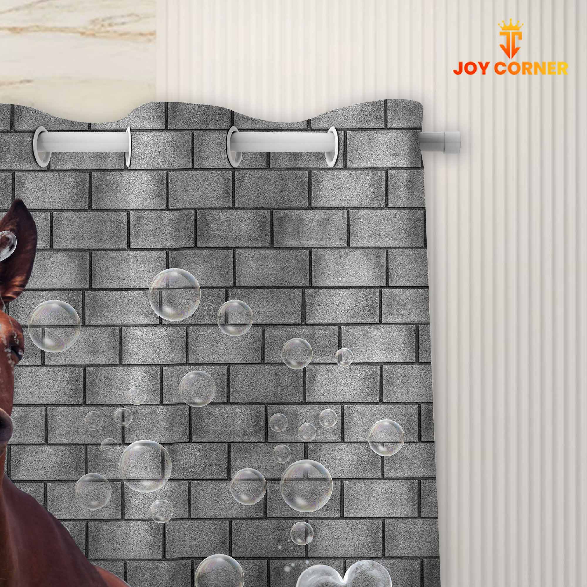 Horse Brick Wall 3D Shower Curtain