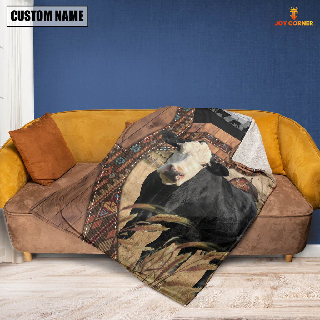 Black Baldy Custom Name Brocade Pattern Blanket