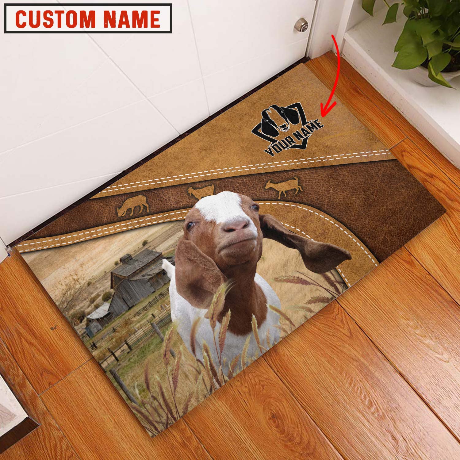 Boer Goat Personalized - Welcome Brown Doormat