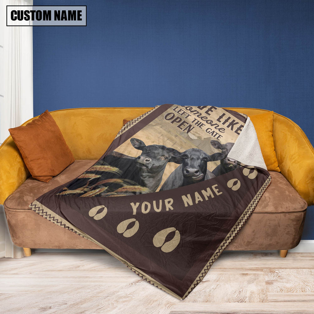 Personalized Black Angus Live Like Someone Left The Gate Open Blanket