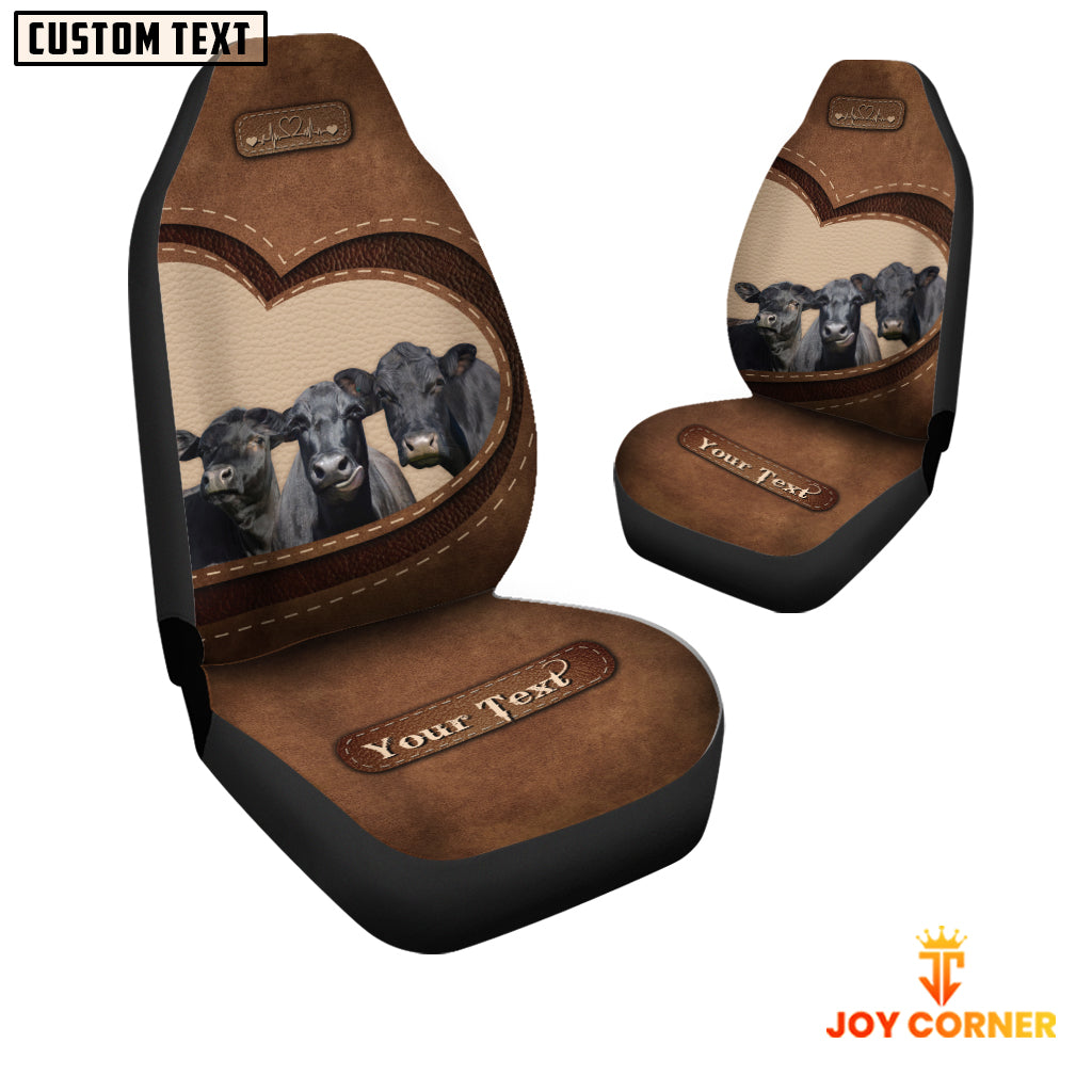 Black Angus Pattern Customized Name Heart Car Seat Cover Set