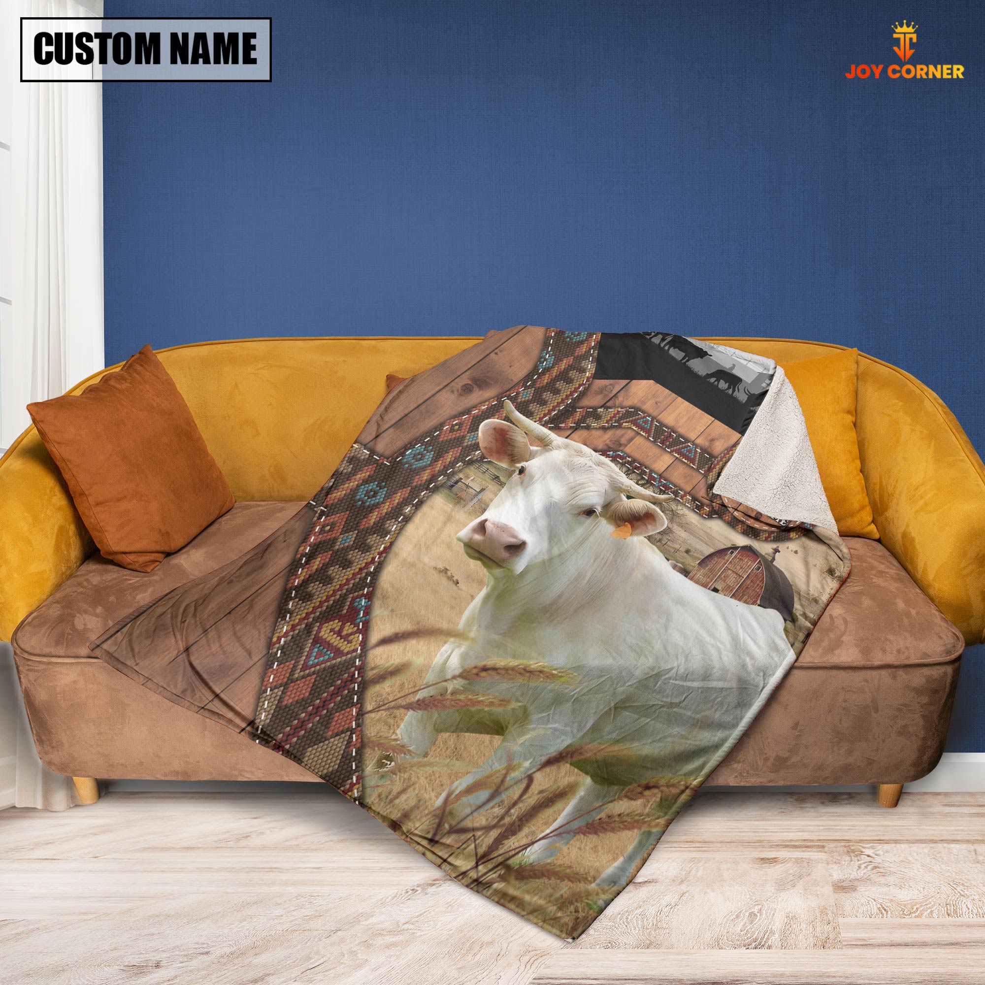 Charolais Custom Name Brocade Pattern Blanket
