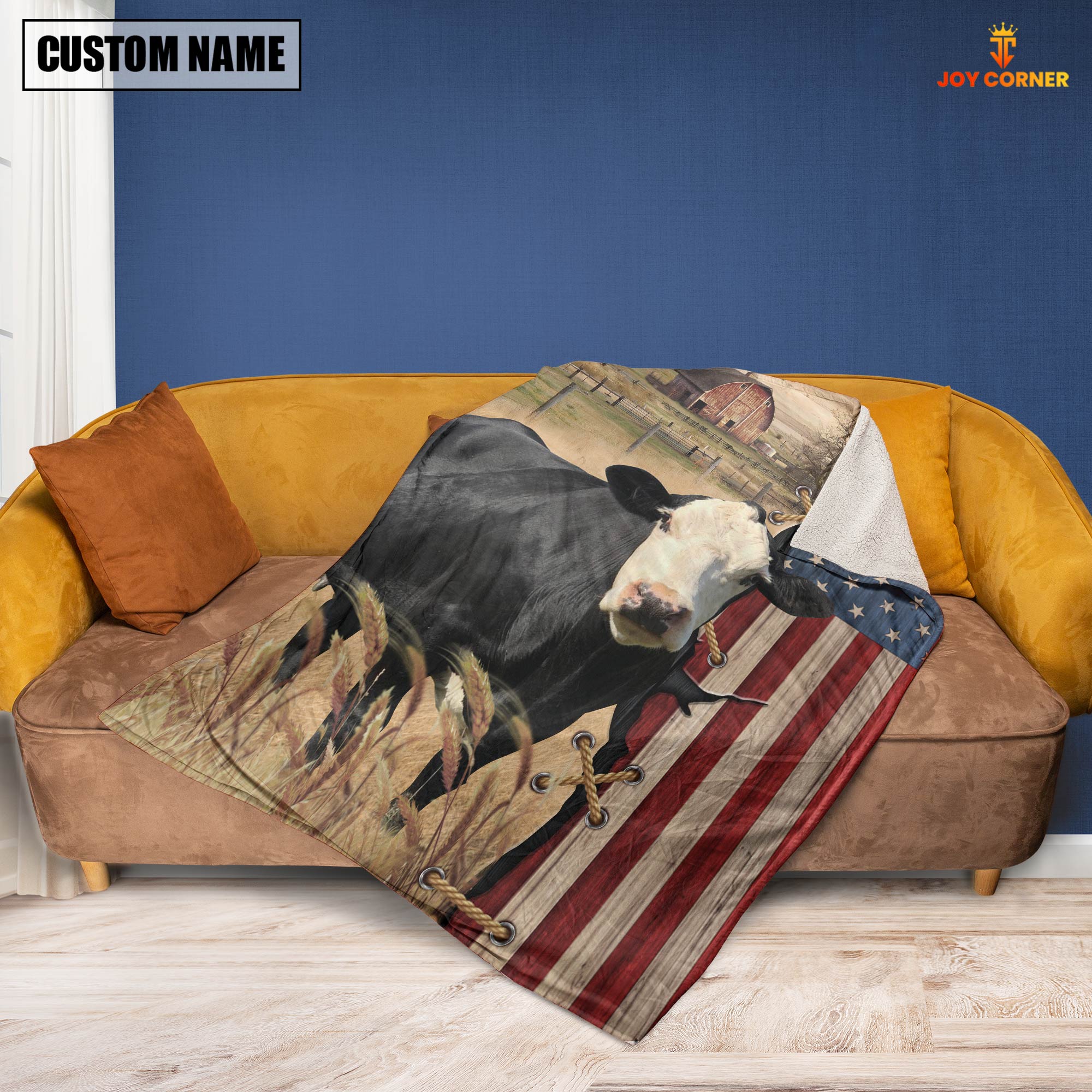 Personalized Name Black Baldy Flag Vintage Blanket